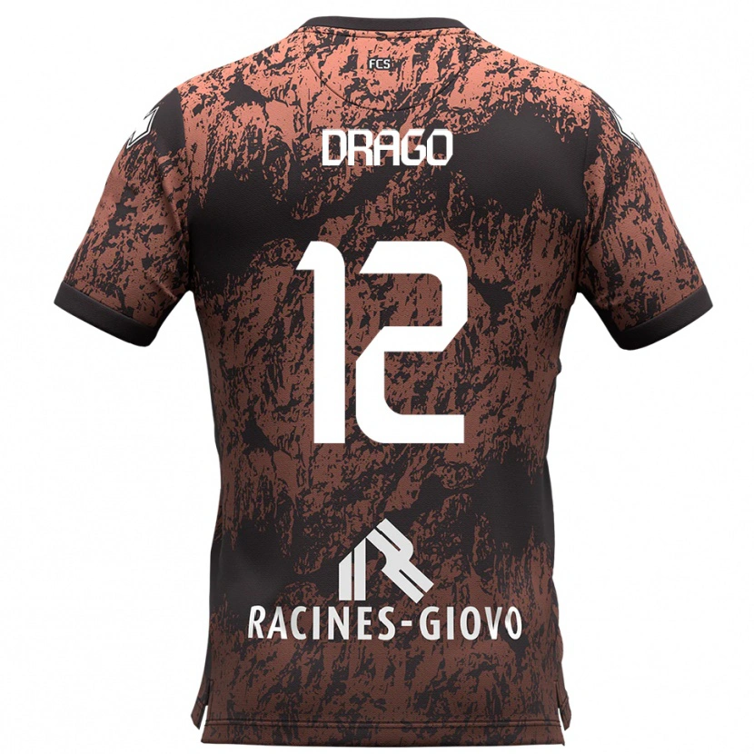 Danxen Donna Maglia Giacomo Drago #12 Marrone Nero Kit Gara Away 2025/26 Maglietta