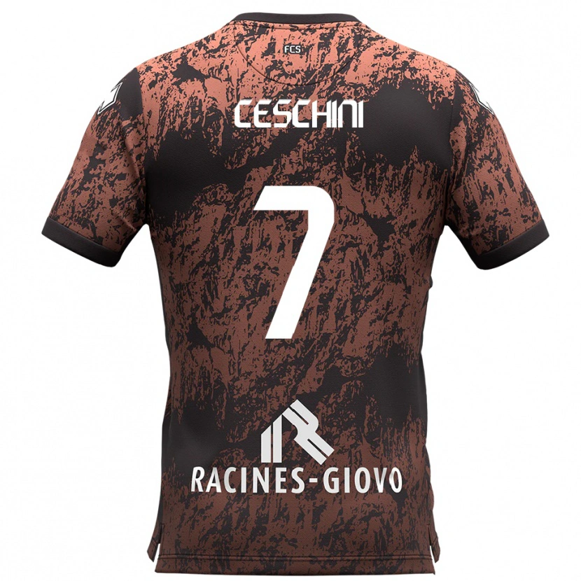Danxen Donna Maglia Nicolò Ceschini #7 Marrone Nero Kit Gara Away 2025/26 Maglietta