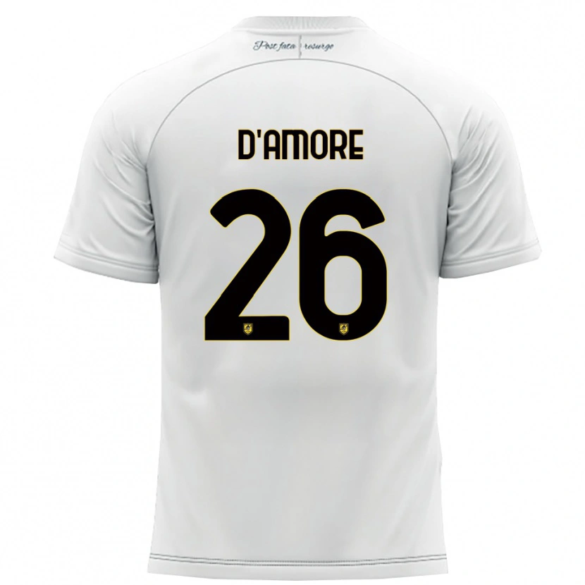 Danxen Donna Maglia Francesco D'amore #26 Bianco Giallo Kit Gara Away 2025/26 Maglietta