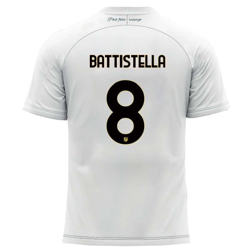 Danxen Donna Maglia Thomas Battistella #8 Bianco Giallo Kit Gara Away 2025/26 Maglietta