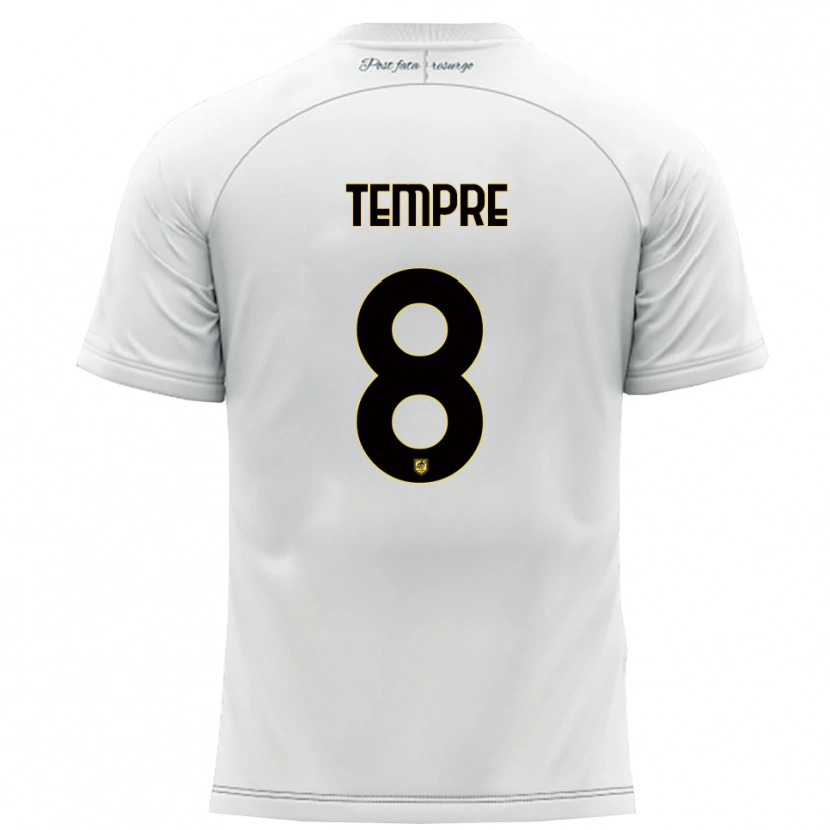 Danxen Donna Maglia Domenico Tempre #8 Bianco Giallo Kit Gara Away 2025/26 Maglietta