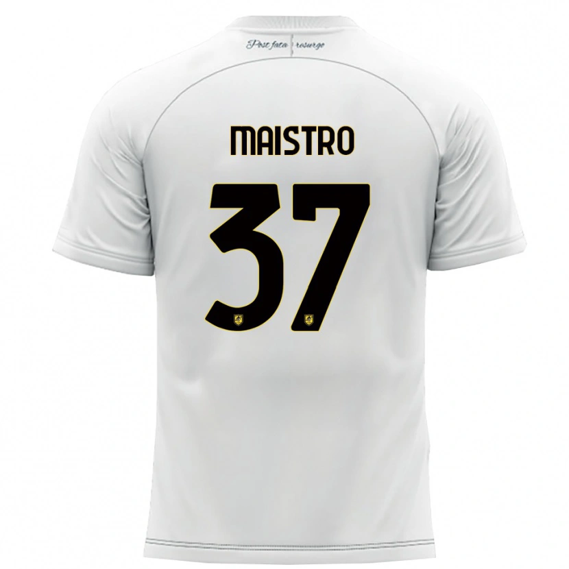 Danxen Donna Maglia Fabio Maistro #37 Bianco Giallo Kit Gara Away 2025/26 Maglietta