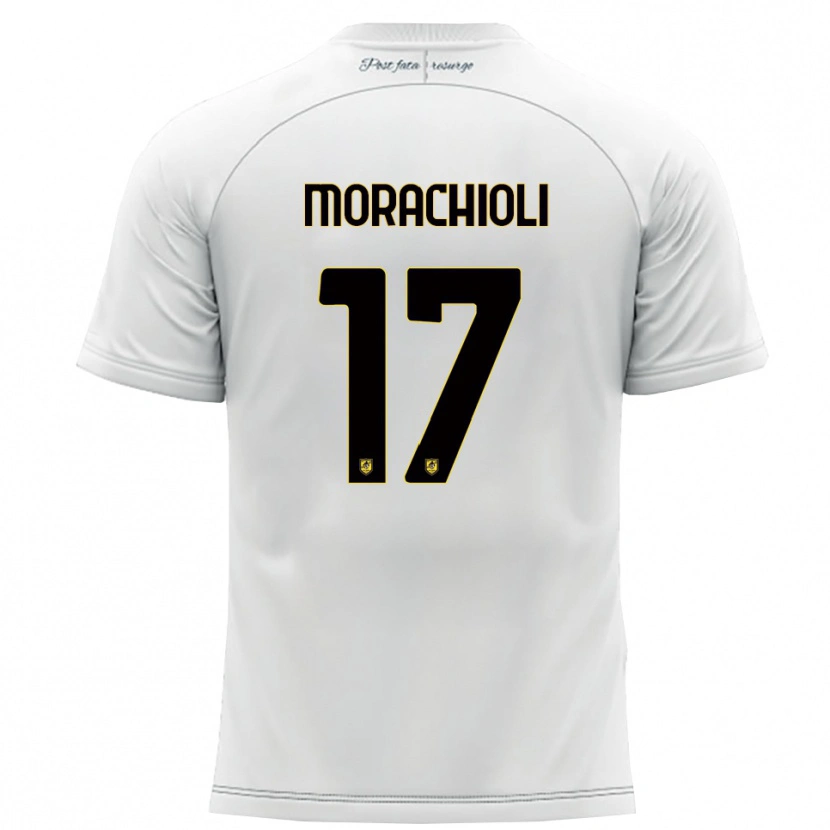 Danxen Donna Maglia Gregorio Morachioli #17 Bianco Giallo Kit Gara Away 2025/26 Maglietta