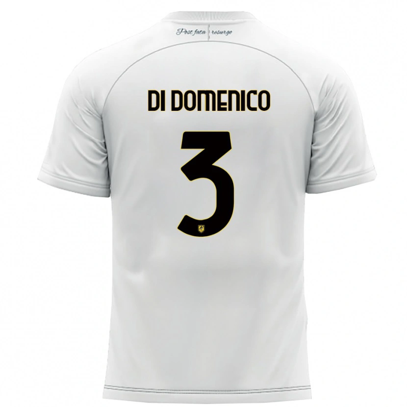 Danxen Donna Maglia Alfredo Di Domenico #3 Bianco Giallo Kit Gara Away 2025/26 Maglietta