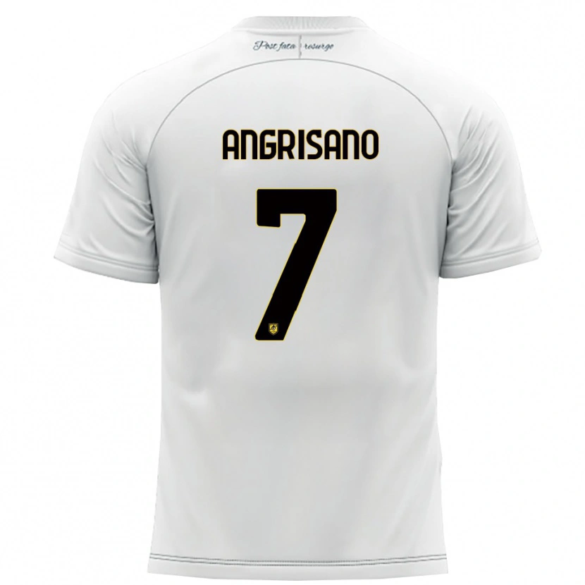 Danxen Donna Maglia Cosimo Angrisano #7 Bianco Giallo Kit Gara Away 2025/26 Maglietta