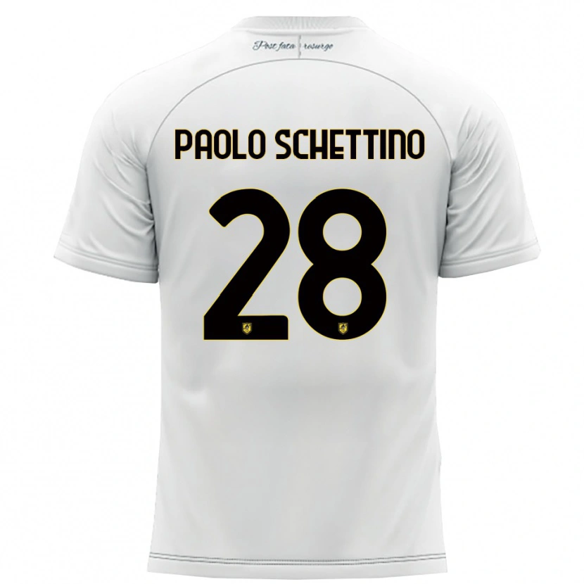 Danxen Donna Maglia Francesco Paolo Schettino #28 Bianco Giallo Kit Gara Away 2025/26 Maglietta