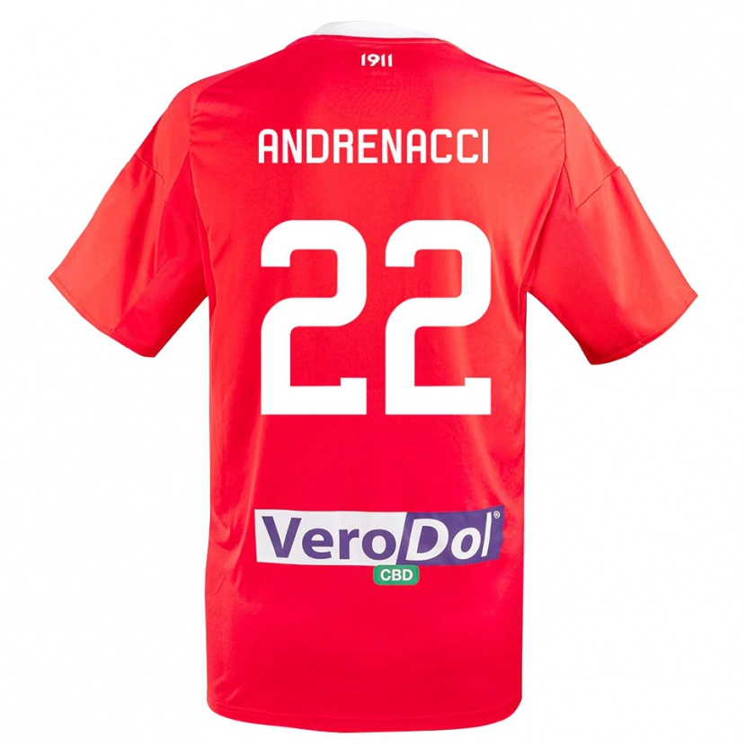 Danxen Donna Maglia Lorenzo Andrenacci #22 Rosso Bianco Kit Gara Away 2025/26 Maglietta