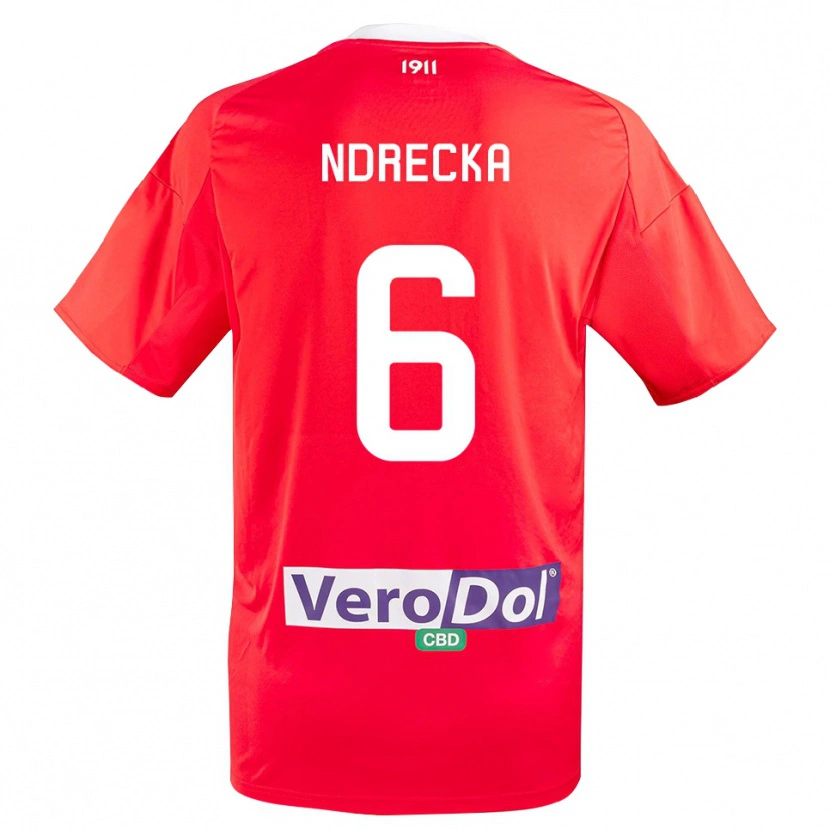 Danxen Donna Maglia Eros Ndrecka #6 Rosso Bianco Kit Gara Away 2025/26 Maglietta