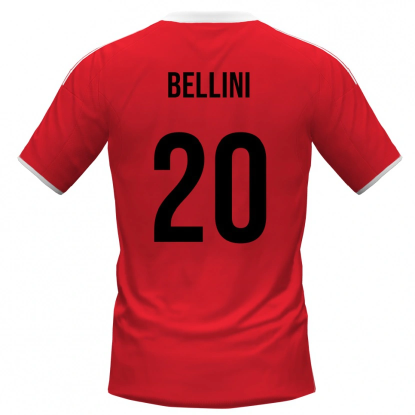 Danxen Donna Maglia Mattia Bellini #20 Rosso Bianco Kit Gara Away 2025/26 Maglietta