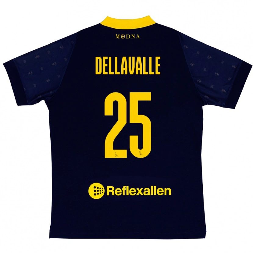 Danxen Donna Maglia Alessandro Dellavalle #25 Navy Giallo Kit Gara Away 2025/26 Maglietta