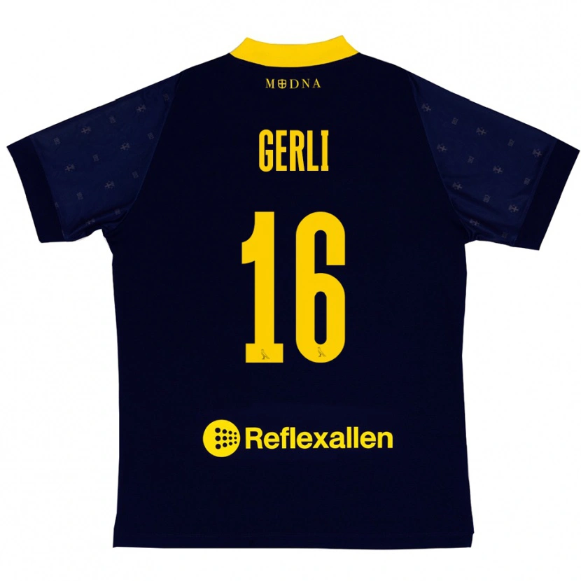 Danxen Donna Maglia Fabio Gerli #16 Navy Giallo Kit Gara Away 2025/26 Maglietta