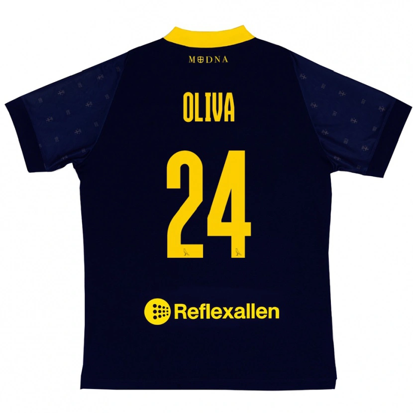 Danxen Donna Maglia Marco Oliva #24 Navy Giallo Kit Gara Away 2025/26 Maglietta