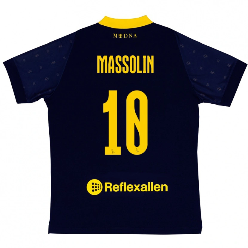Danxen Donna Maglia Yanis Massolin #10 Navy Giallo Kit Gara Away 2025/26 Maglietta