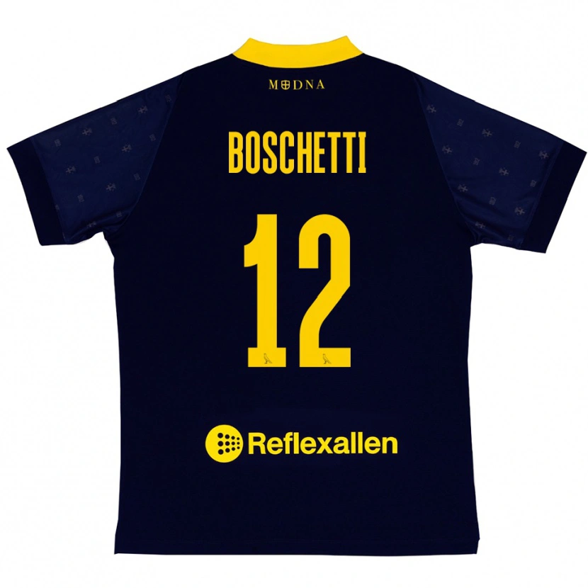 Danxen Donna Maglia Matteo Boschetti #12 Navy Giallo Kit Gara Away 2025/26 Maglietta