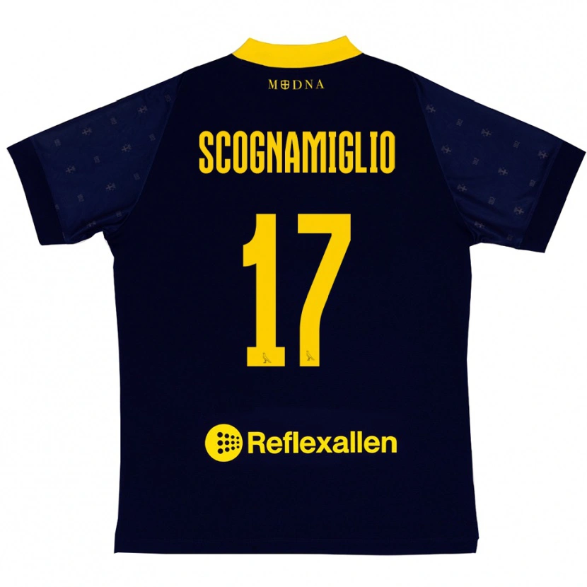 Danxen Donna Maglia Giuseppe Scognamiglio #17 Navy Giallo Kit Gara Away 2025/26 Maglietta