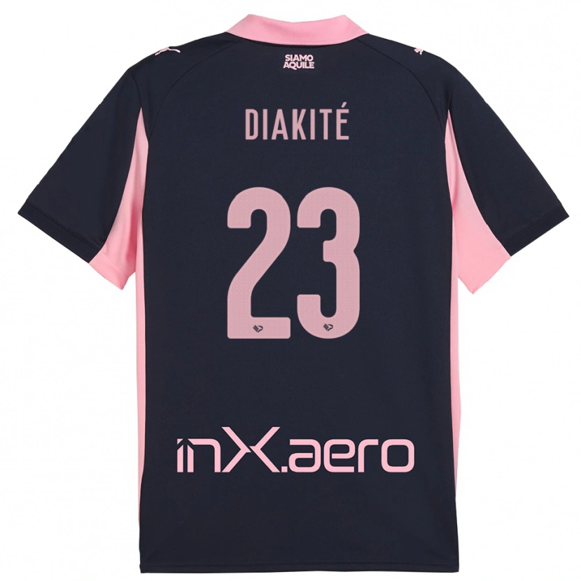 Danxen Donna Maglia Salim Diakité #23 Navy Rosa Kit Gara Away 2025/26 Maglietta