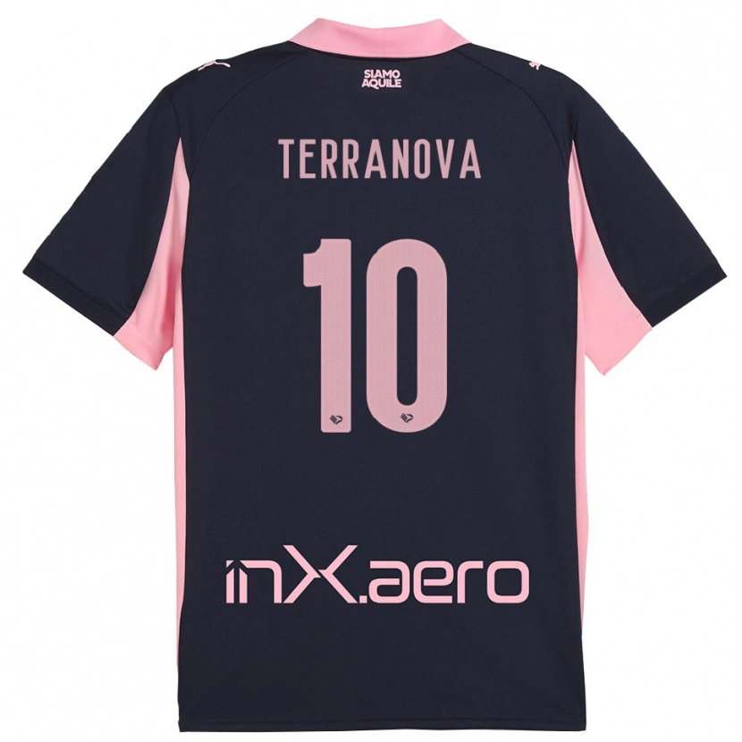 Danxen Donna Maglia Mattia Terranova #10 Navy Rosa Kit Gara Away 2025/26 Maglietta