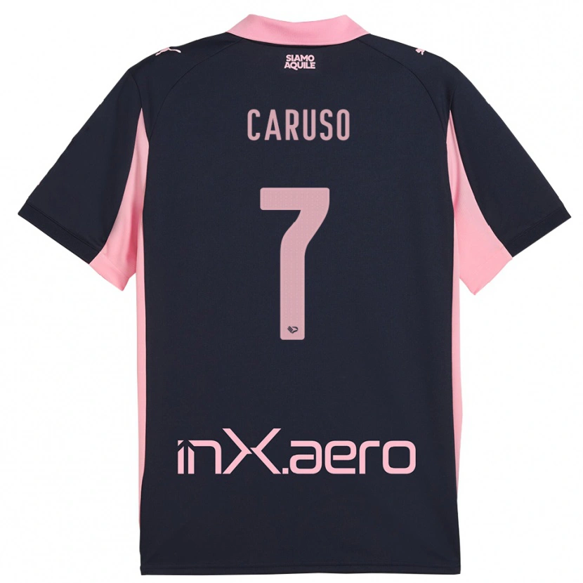 Danxen Donna Maglia Edoardo Caruso #7 Navy Rosa Kit Gara Away 2025/26 Maglietta