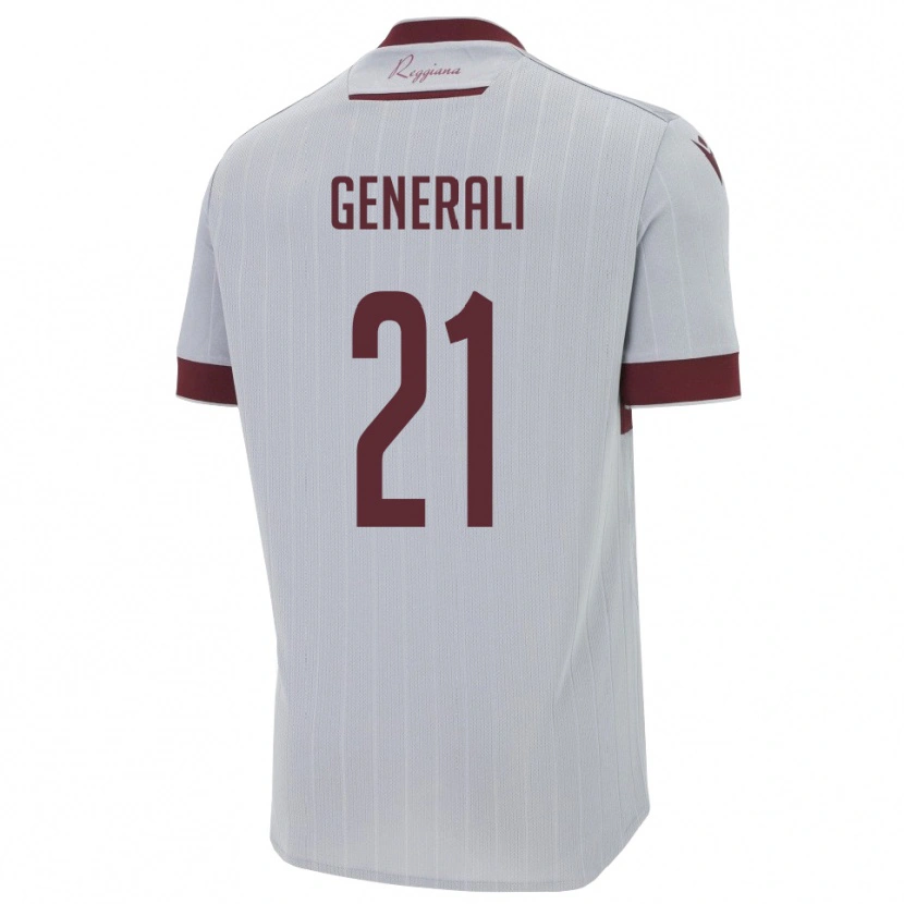 Danxen Donna Maglia Mattia Generali #21 Borgogna Bianco Kit Gara Away 2025/26 Maglietta