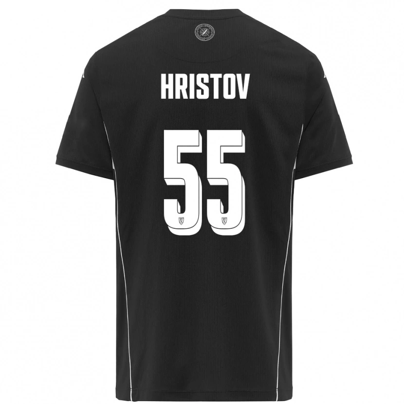 Danxen Donna Maglia Petko Hristov #55 Nero Bianco Kit Gara Away 2025/26 Maglietta