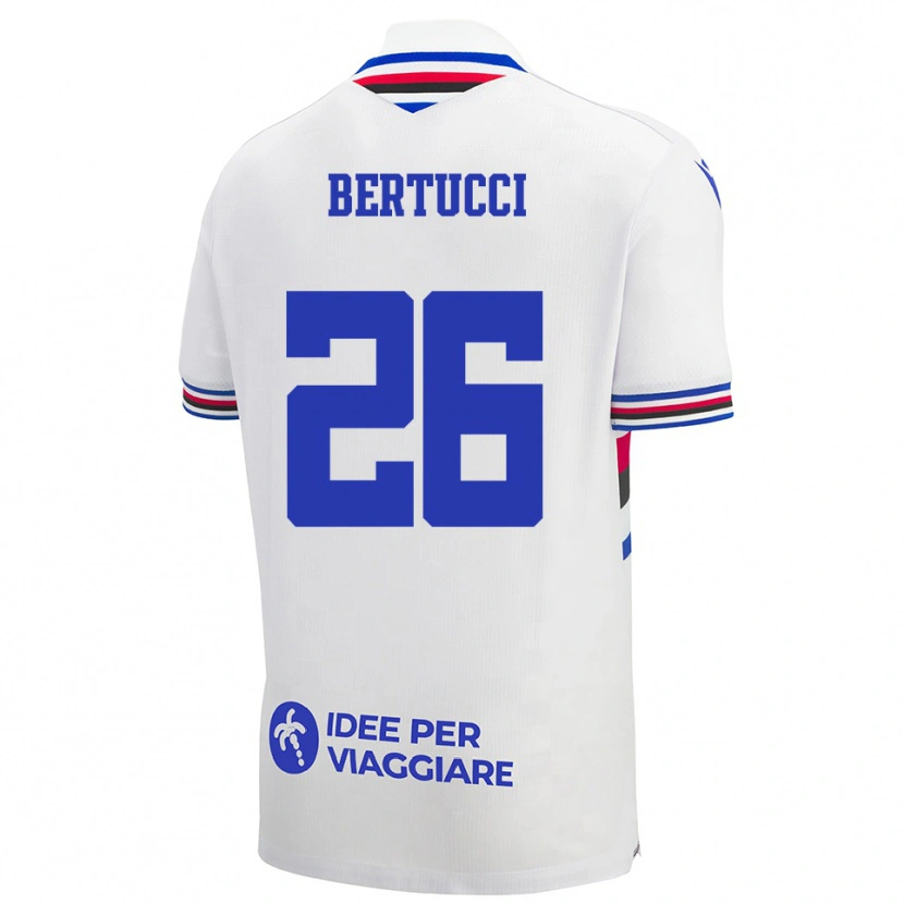 Danxen Donna Maglia Sofia Bertucci #26 Bianco Blu Rosso Kit Gara Away 2025/26 Maglietta