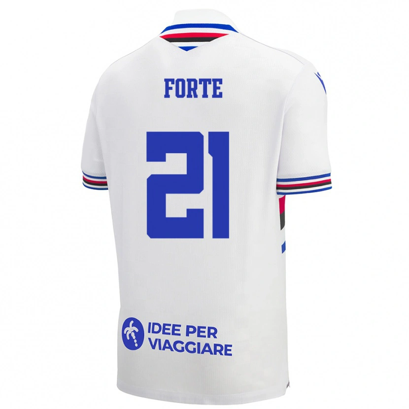 Danxen Donna Maglia Giuseppe Forte #21 Bianco Blu Rosso Kit Gara Away 2025/26 Maglietta