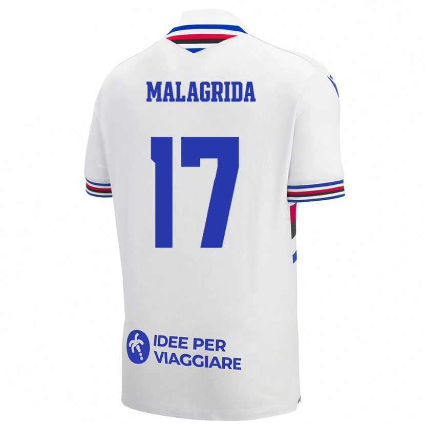 Danxen Donna Maglia Lorenzo Malagrida #17 Bianco Blu Rosso Kit Gara Away 2025/26 Maglietta