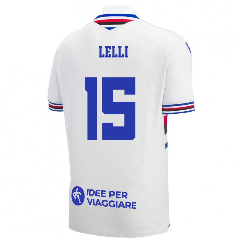 Danxen Donna Maglia Gabriele Lelli #15 Bianco Blu Rosso Kit Gara Away 2025/26 Maglietta