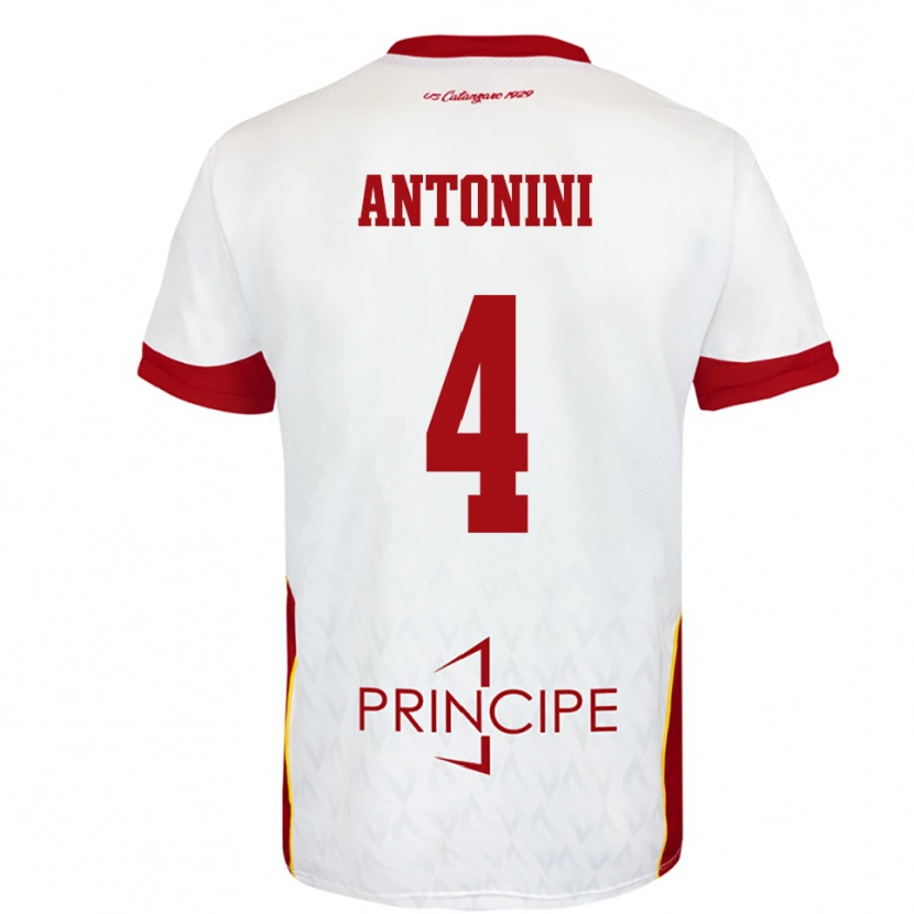 Danxen Donna Maglia Matias Antonini #4 Bianco Rosso Kit Gara Away 2025/26 Maglietta