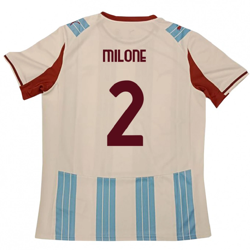 Danxen Donna Maglia Gabriele Milone #2 Azzurro Cielo Bianco Kit Gara Away 2025/26 Maglietta