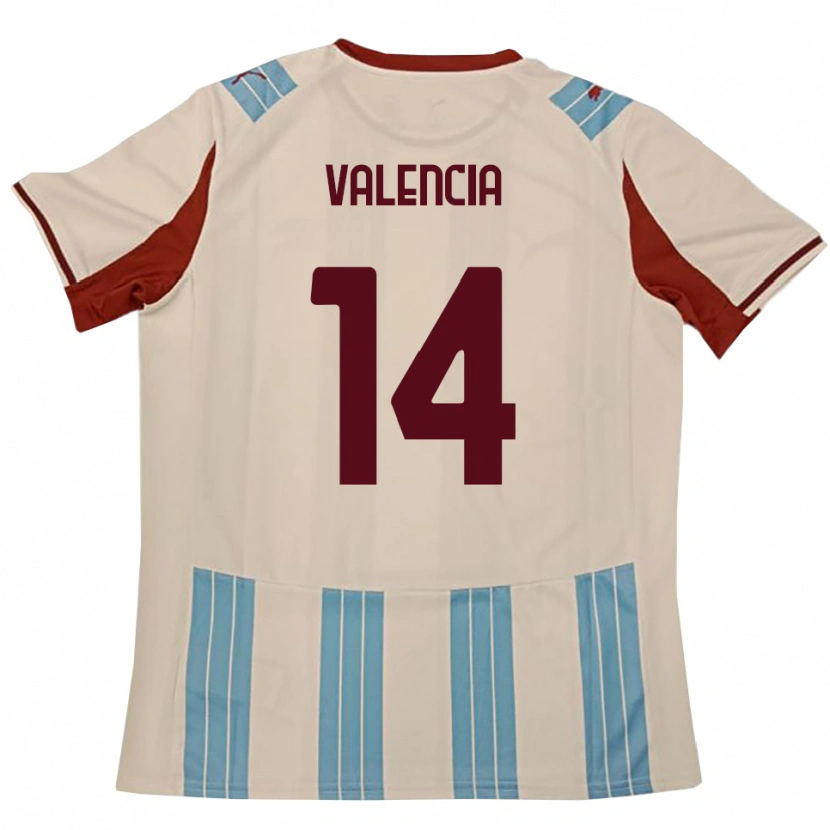 Danxen Donna Maglia Diego Valencia #14 Azzurro Cielo Bianco Kit Gara Away 2025/26 Maglietta