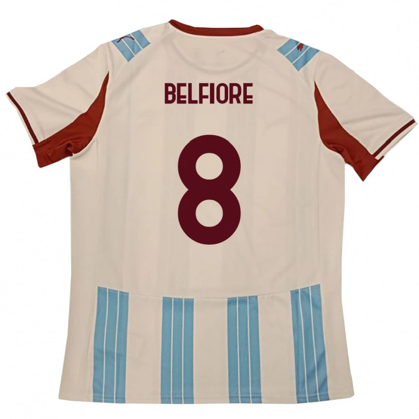 Danxen Donna Maglia Edoardo Belfiore #8 Azzurro Cielo Bianco Kit Gara Away 2025/26 Maglietta