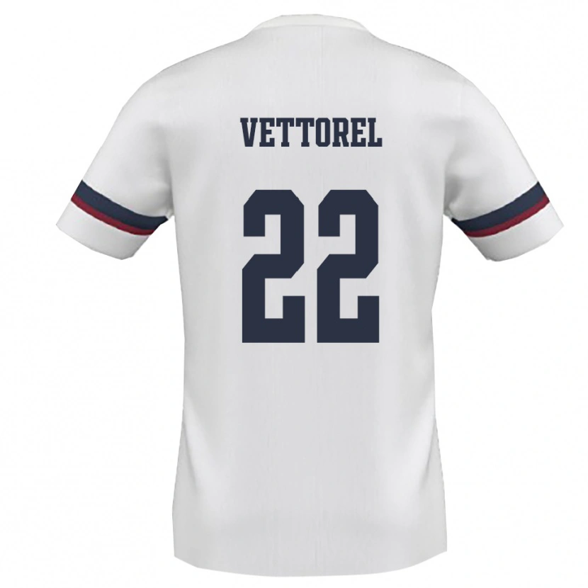 Danxen Donna Maglia Thomas Vettorel #22 Bianco Rosso Kit Gara Away 2025/26 Maglietta