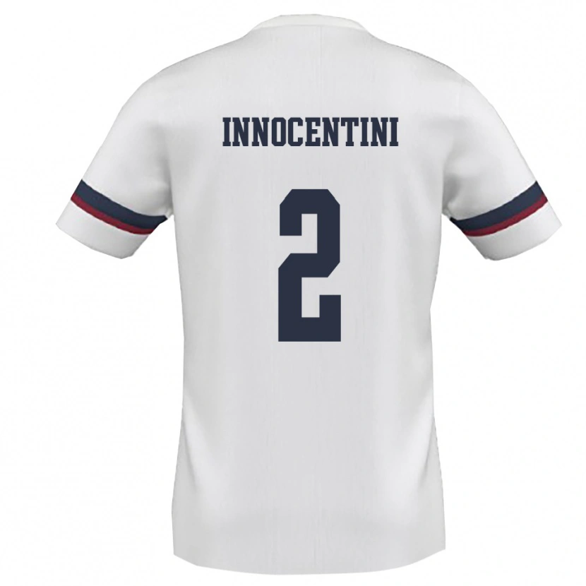 Danxen Donna Maglia Francesco Innocentini #2 Bianco Rosso Kit Gara Away 2025/26 Maglietta