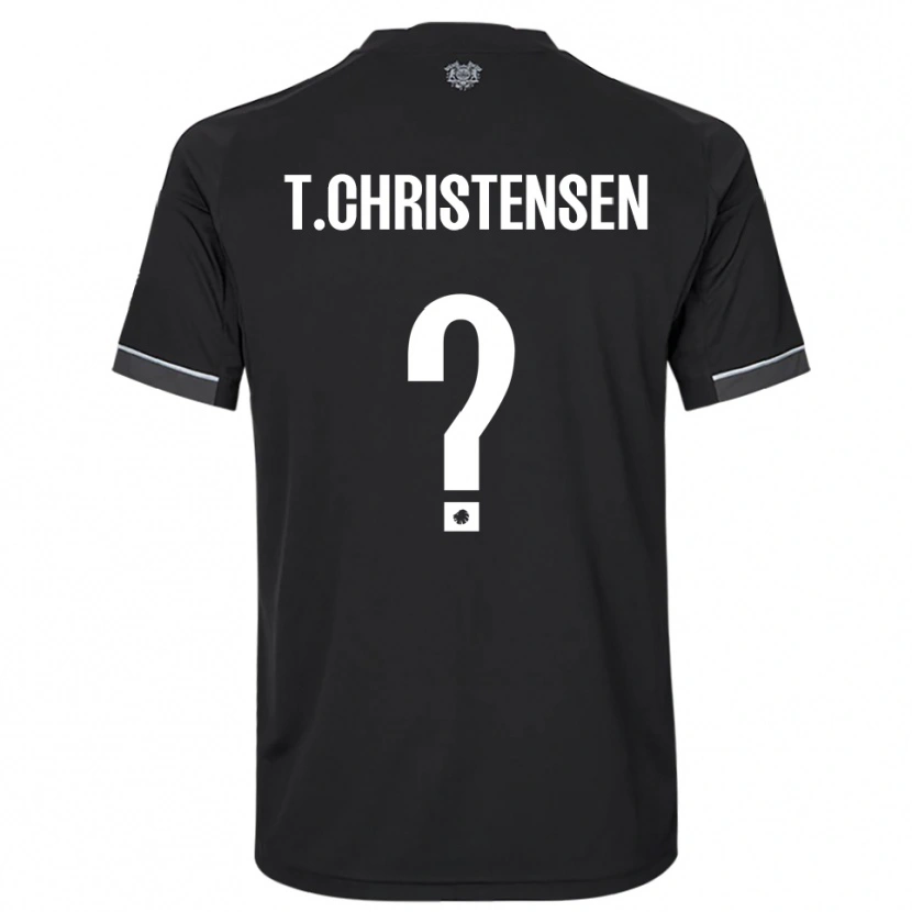 Danxen Donna Maglia Tristan Christensen #0 Nero Bianco Kit Gara Away 2025/26 Maglietta