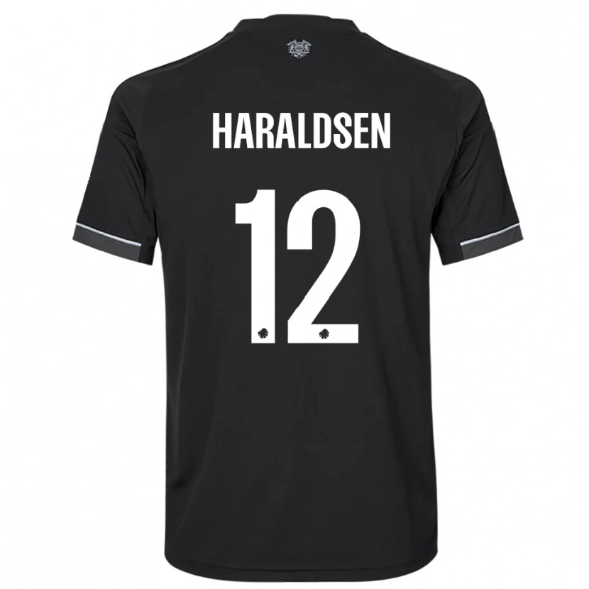 Danxen Donna Maglia Henrik Haraldsen #12 Nero Bianco Kit Gara Away 2025/26 Maglietta
