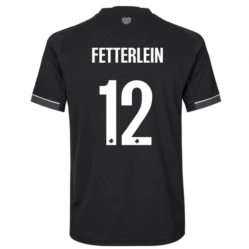 Danxen Donna Maglia Sean Fetterlein #12 Nero Bianco Kit Gara Away 2025/26 Maglietta