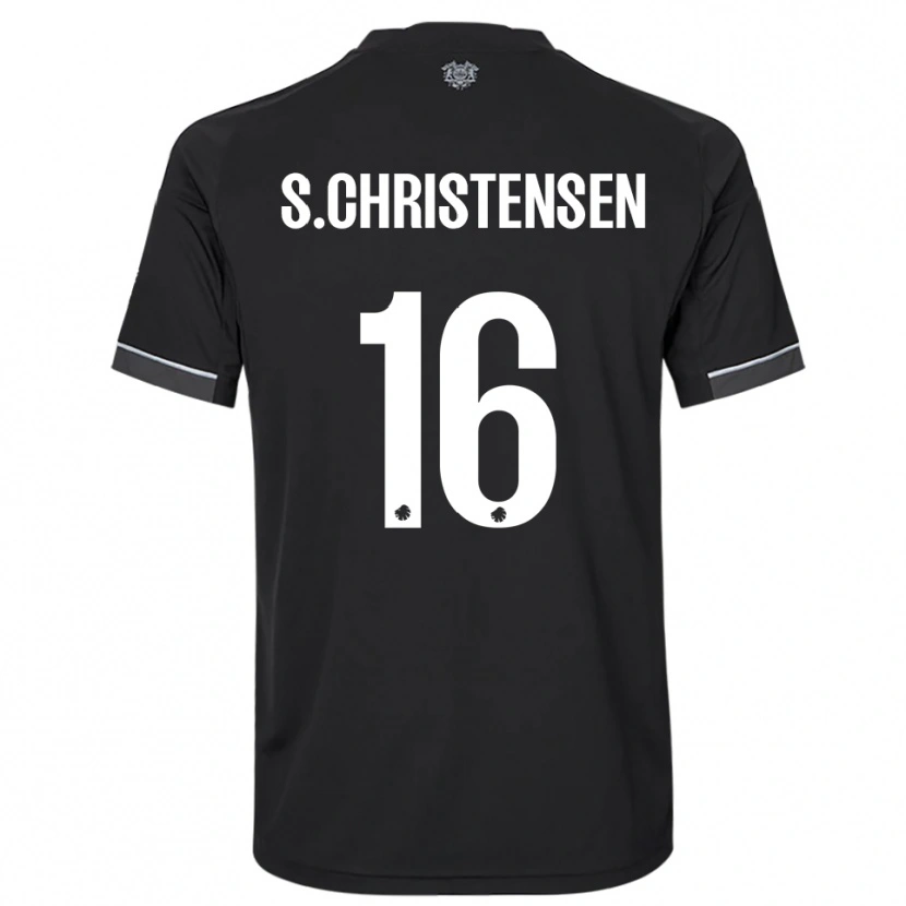 Danxen Donna Maglia Sebastian Christensen #16 Nero Bianco Kit Gara Away 2025/26 Maglietta