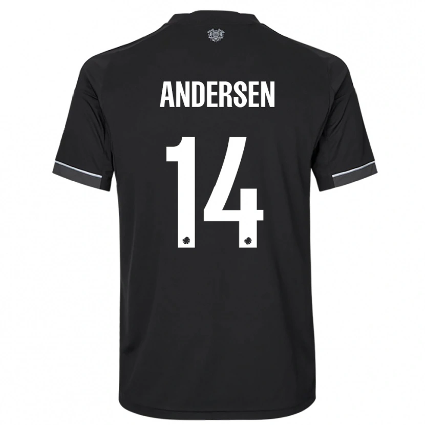 Danxen Donna Maglia Svava Andersen #14 Nero Bianco Kit Gara Away 2025/26 Maglietta