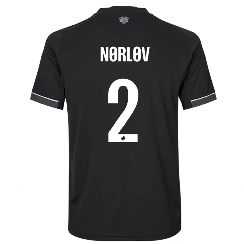Danxen Donna Maglia William Nørløv #2 Nero Bianco Kit Gara Away 2025/26 Maglietta