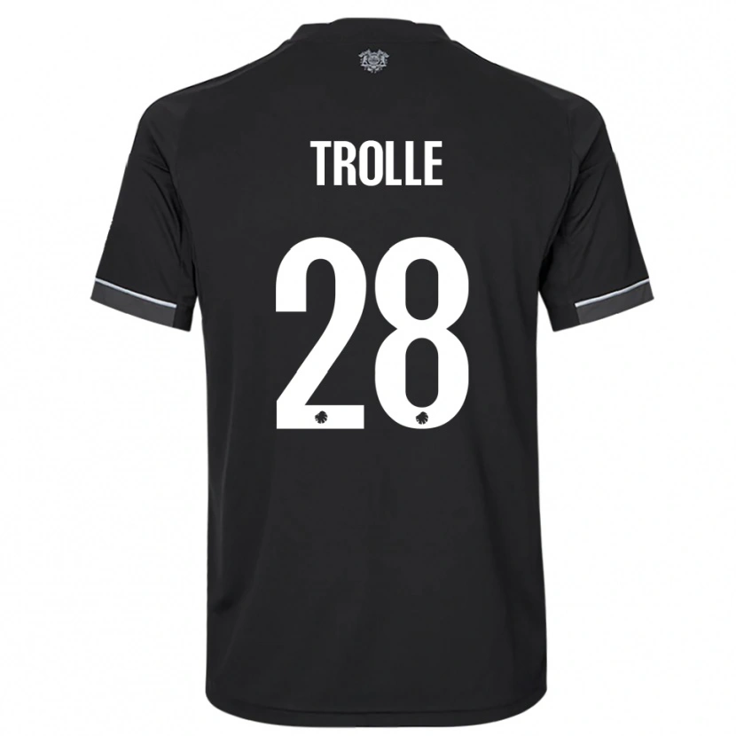 Danxen Donna Maglia Frederikke Trolle #28 Nero Bianco Kit Gara Away 2025/26 Maglietta