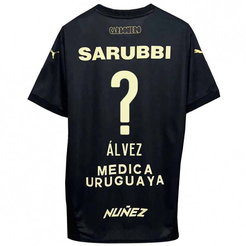 Danxen Donna Maglia Santiago Álvez #0 Nero Oro Kit Gara Away 2025/26 Maglietta