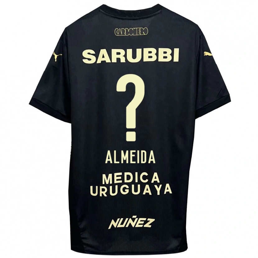 Danxen Donna Maglia Martín Almeida #0 Nero Oro Kit Gara Away 2025/26 Maglietta