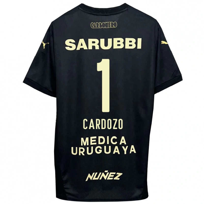 Danxen Donna Maglia Thiago Cardozo #1 Nero Oro Kit Gara Away 2025/26 Maglietta