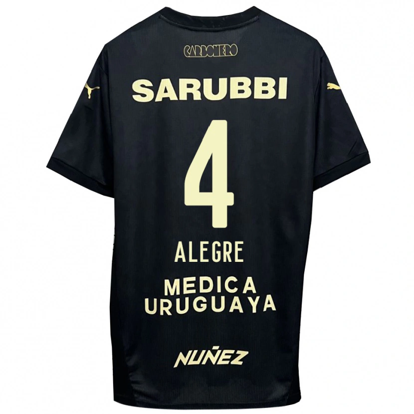 Danxen Donna Maglia Ignacio Alegre #4 Nero Oro Kit Gara Away 2025/26 Maglietta