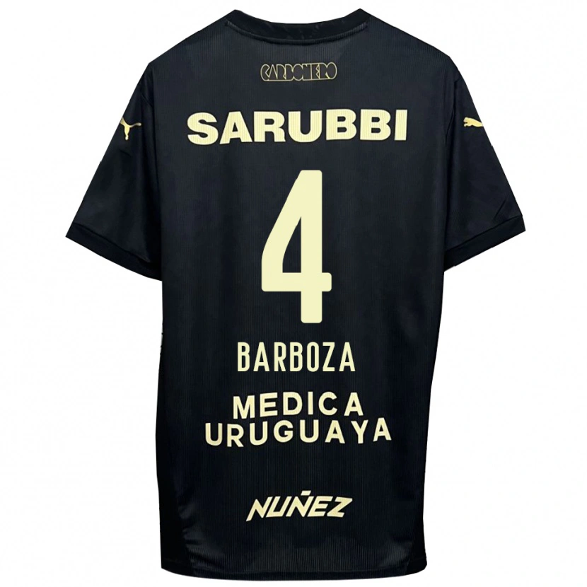 Danxen Donna Maglia Brian Barboza #4 Nero Oro Kit Gara Away 2025/26 Maglietta