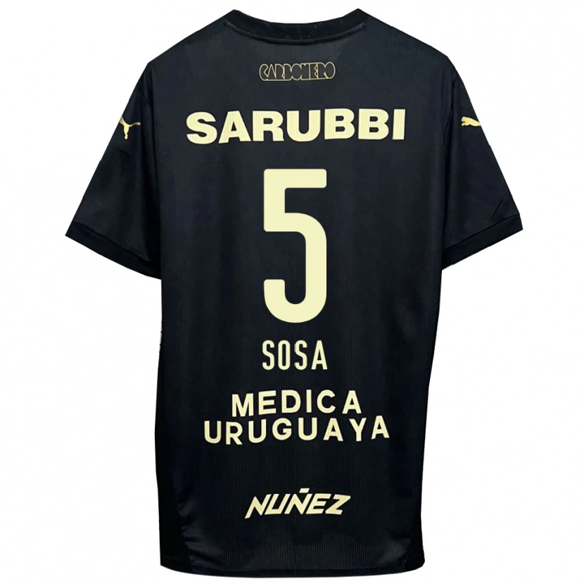 Danxen Donna Maglia Ignacio Sosa #5 Nero Oro Kit Gara Away 2025/26 Maglietta