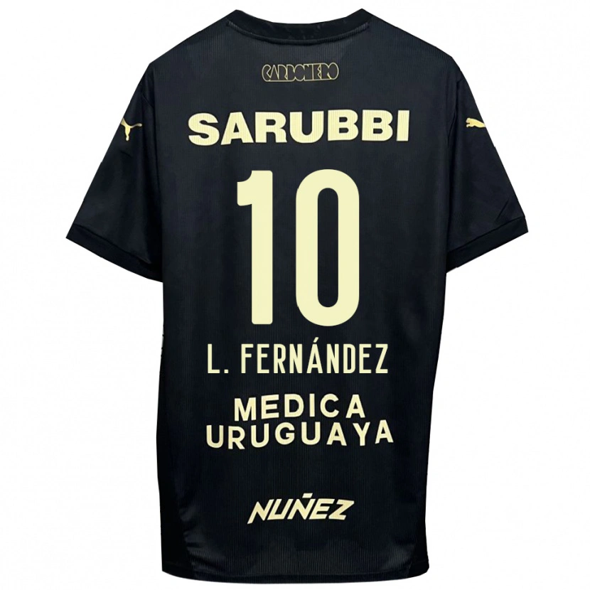 Danxen Donna Maglia Leonardo Fernández #10 Nero Oro Kit Gara Away 2025/26 Maglietta