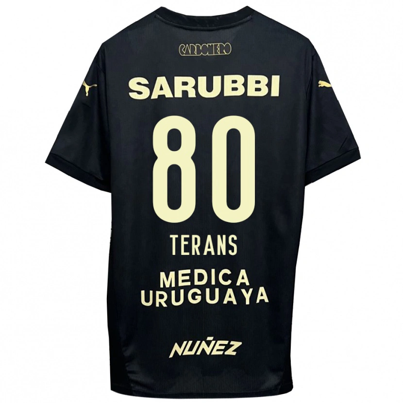 Danxen Donna Maglia David Terans #80 Nero Oro Kit Gara Away 2025/26 Maglietta