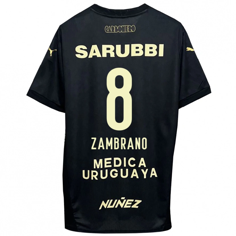 Danxen Donna Maglia Carlos Zambrano #8 Nero Oro Kit Gara Away 2025/26 Maglietta